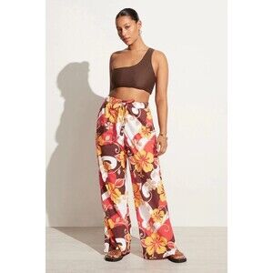 Faithfull the Brand Celvia Wide Leg Pant Ulani Floral Print Leg Slit Size 2 NWT